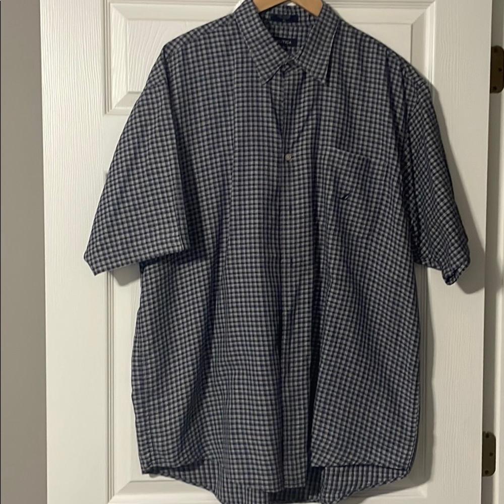 Men’s Short Sleeve Button Down Shirt | Blue Plaid